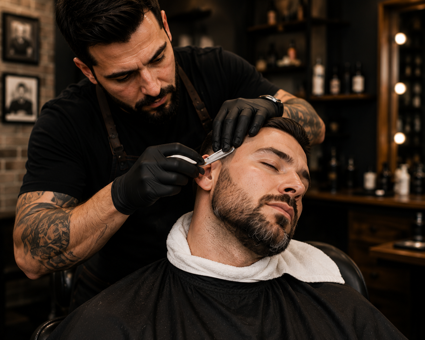 Barbeiro realizando corte masculino